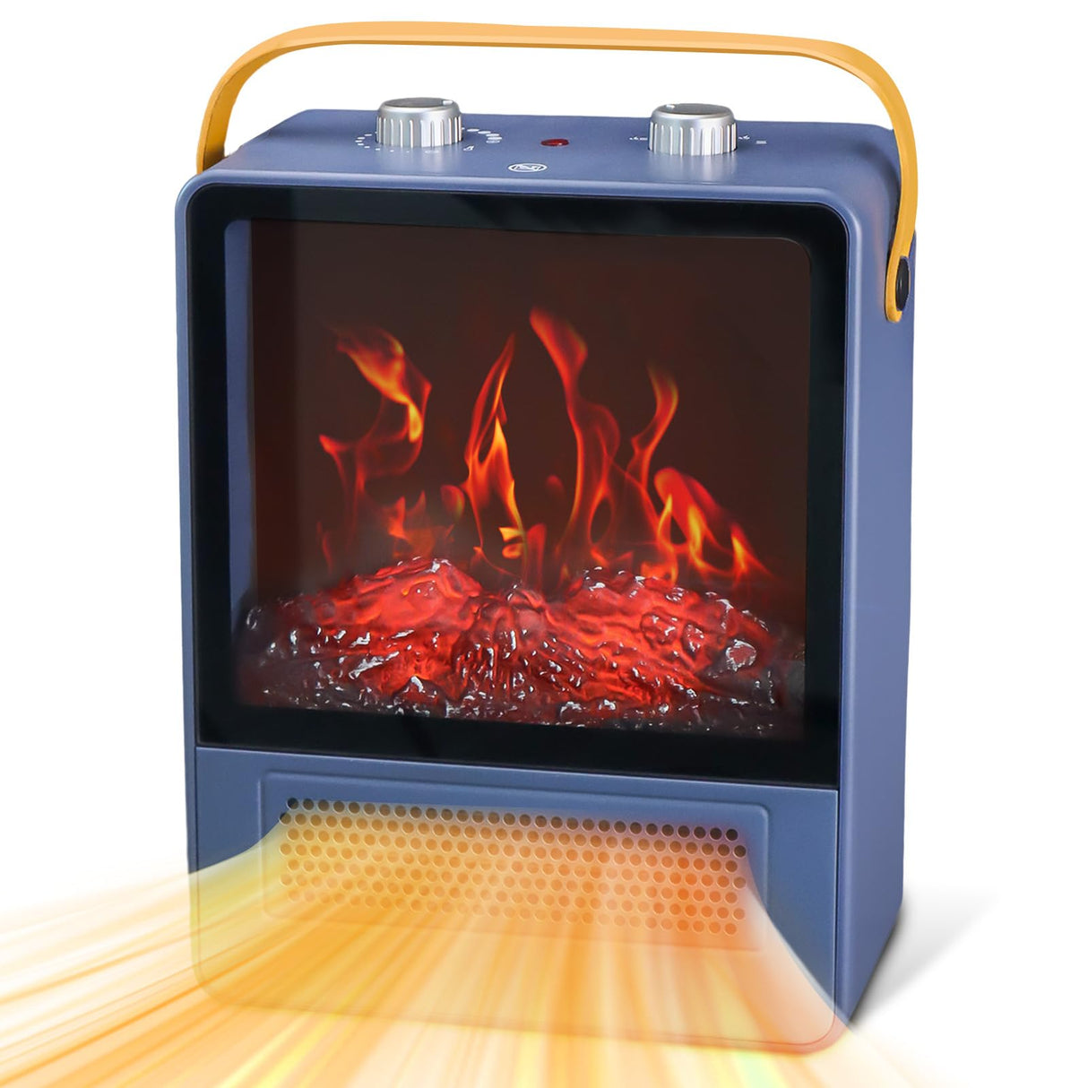 TEMPWARE Electric Fireplace Heater, 1500W Portable Space Heater, Fireplace with Realistic 3D Flame Effect and Overheating Safety Protection, Quiet and Safe for Indoor Use Office Bedroom TEMPWARE