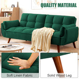 liuyouhom Convertible Futon Couch Bed, Sleeper Sofa Bed with Adjustable Backrests, Linen Loveseat Sofa 3 Seater Comfy Couch for Small Spaces, Living Room, Bedroom(Green, 75") liuyouhom