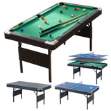 Multi Game Table, Portable Pool Table, Ping Pong & Dining Table Combo, 68.5-inch Foldable Billiard Table for Adults & Kids with Billiard Accessories and Tennis Paddles (3-in-1 Pool Table - Green) INOTEVERITORY