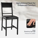 HOOBRO Kitchen Chairs Set of 2, Upholstered Dining Chairs, Dining Room Chairs with PU Cushion Seat, Black Kitchen Chairs with Backrest and Adjustable Feet, for Dining Room, Kitchen, Black BB36CD01 HOOBRO