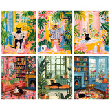 Canrichshop 6 Pack Cat Paint by Numbers Kit for Adults Without Frame,Funny Black Cat DIY Adults' Paint-by-Number Kits on Canvas,Easy Acrylic Painting Beginners Decor 9.8x13.8 Inch Canrichshop