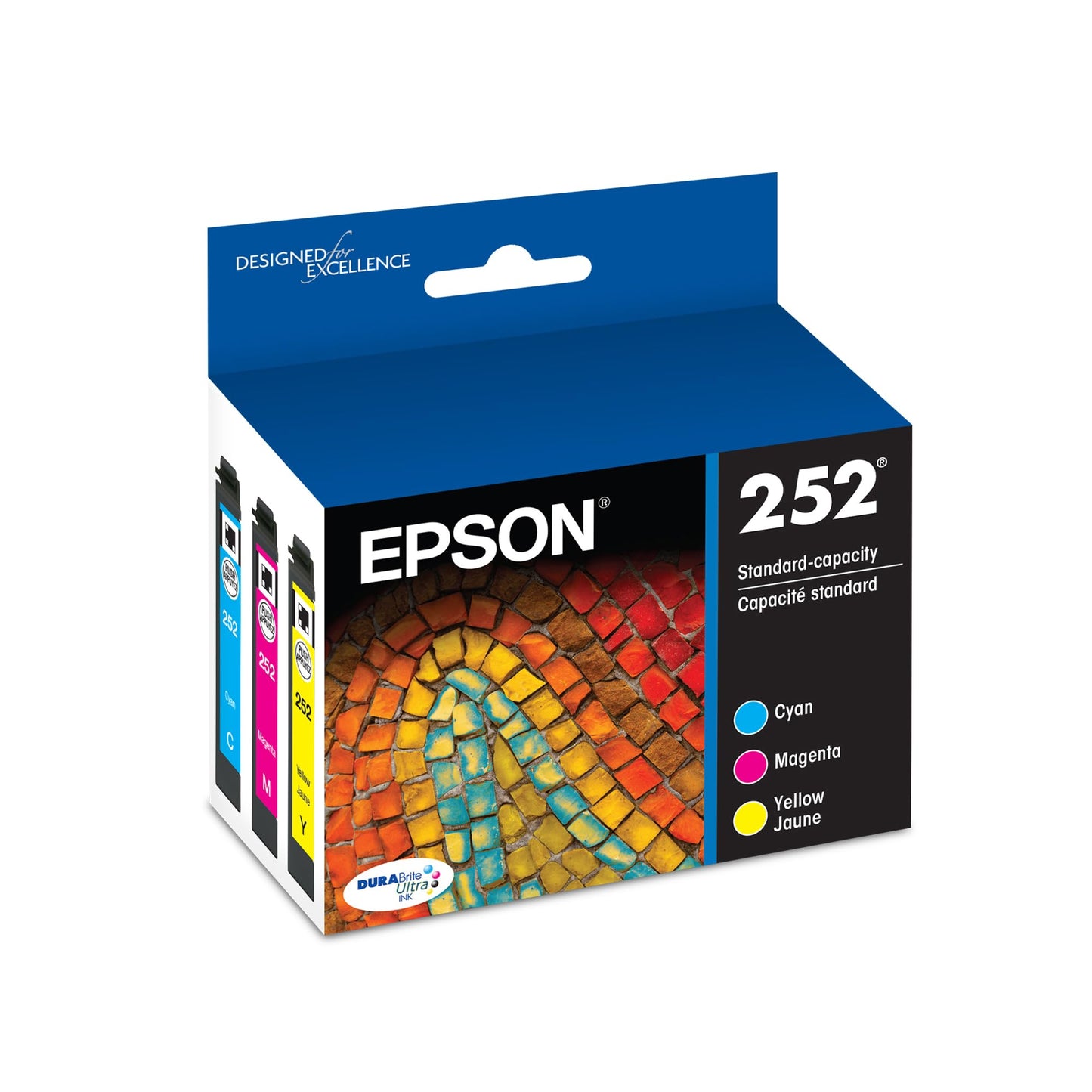 EPSON 252 DURABrite Ultra Ink Standard Capacity Color Combo Pack (T252520-S) Works with WorkForce WF-3620, WF-3640, WF-7110, WF-7610, WF-7620, WF-7710, WF-7720, WF-7210