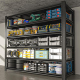 SYLOUGH 55.12" W Father&I 6-Shelf Industrial Adjustable Heavy-Dudy Tall Metal Steel Garage Storage Shelves Shelving Units/Rack System (Commercial) for Basement/Shop/Dorm, 84" H*55.12" W*24" D*, Black SYLOUGH