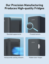 AstroAI Mini Fridge 2.0 Gen, 6 Liter/8 Cans Makeup Skincare Fridge 110V AC/ 12V DC Portable Thermoelectric Cooler and Warmer Little Tiny Fridge for Bedroom, Cosmetics (Dark Grey) AstroAI