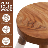 JOLLYMER Teak 12" Round Dip Dyed Wood Plant Stand Wood Accent Stool |Accent Table |Side Table JOLLYMER