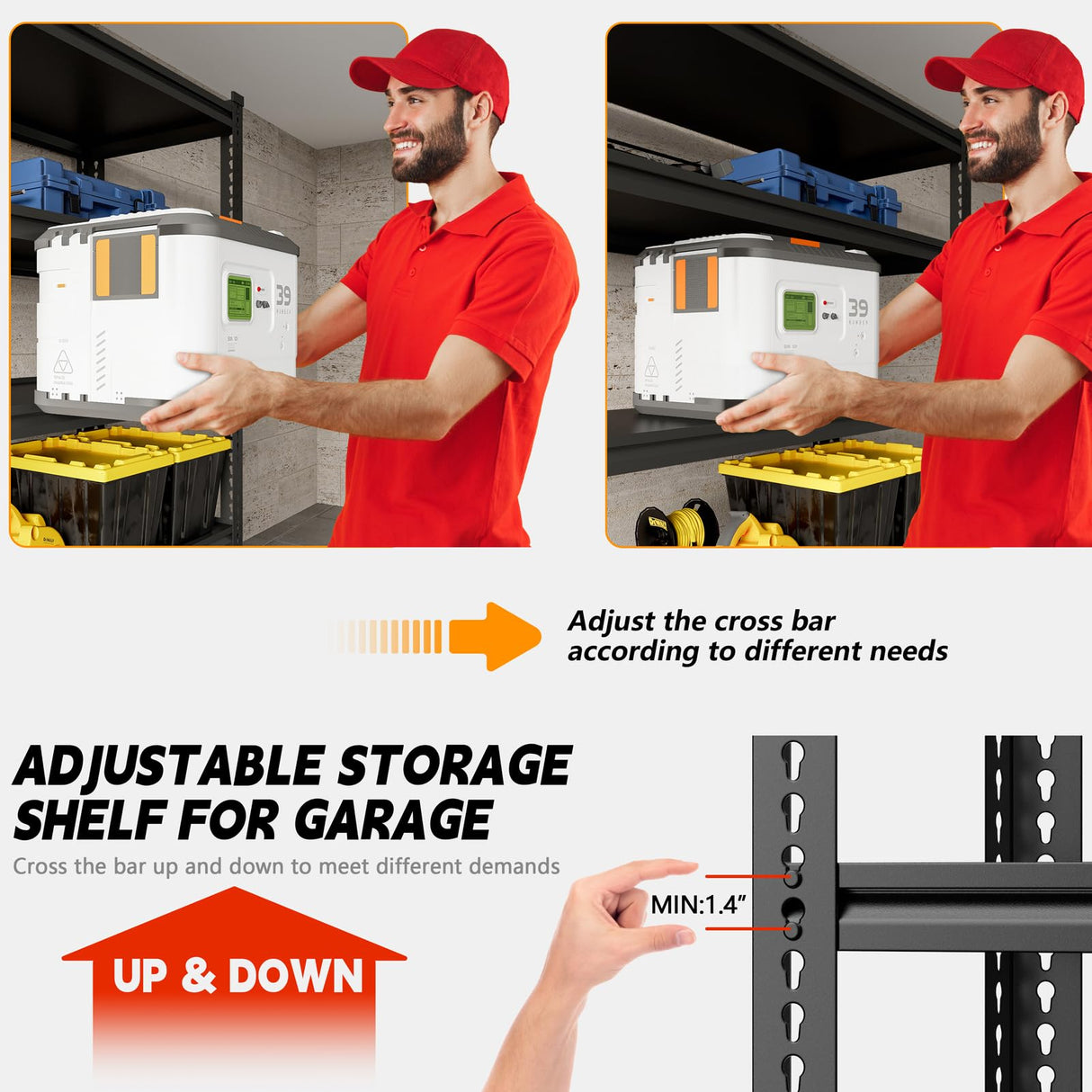 Lauxery Garage Shelving, 48" Wide 5-Tier 3000lbs, Boltless Assembly, Adjustable Large Garage Storage Shelves, 48" W x 24" D x 72" H Heavy Duty Storage Rack Lauxery