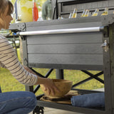 Keter Rolling Ice Cooler Cart, Outdoor Party Beverage Stand w/Wheels, 89.8 Qt, Dark Grey Keter