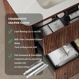 36" Bathroom Vanity with Sink, Modern Floating Vanity with 2 Push Close Soft Close Drawer, Ceramic Basin with Sink Hole Cover and Drain, Oak & Plywood-Bruges, Retro Walnut RAINLUX