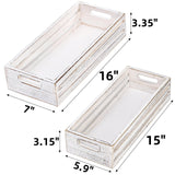 Noamus 2 Pack Bathroom Decor Box, Wooden Toilet Paper Holder, White Toilet Storage Basket, Toilet Tissue Tray with Handles for Home Decor, Farmhouse Tank Topper, Bathroom Kitchen Counter(2 Size) Noamus