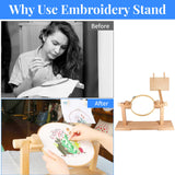 SolidGnik Embroidery Stand, Adjustable Embroidery Hoop Holder, Cross Stitch Stand with Embroidery Kit and 3PCS Embroidery Hoops SolidGnik