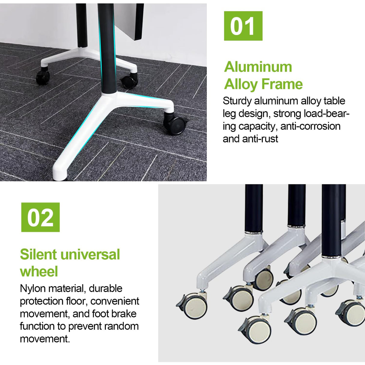 Foldable Conference Room Tables,Flip Top Mobile Training Table,Modern Meeting Table with Silent Wheels,Mobile Conference Tables,47.2 "x23.6 x 29.5 Meeting Room Table for Office Training (6pack) LKATOR