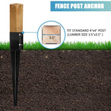 Furnishh Metal Anchor and Stakes - 4x4 Fence Post Holders, Black Ground Post Spikes, 24" Long, Set of 4 Furnishh
