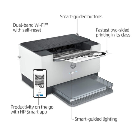 HP Laserjet M209dw High-Speed Wireless Monochrome Laser Printer for Home Use and Small Business, Fast 2-Sided Printing, Scanner, Copying, Dual Band WiFi Compact Black and White Printers (Renewed) HP