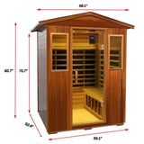 Kanlanth Outdoor Sauna 4 Person Low EMF Far Infrared Sauna for Home, 2,050watt, Mahogany Wooden, for Indoor and Outdoor Home Sauna with Bluetooth, LCD, LED Kanlanth