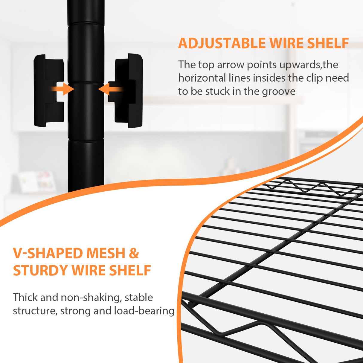 4-Tier Storage Shelves, 36Lx14Wx54H Wire Rack, Height-Adjustable Metal Shelving, Max Load 1000 LBS, Laundry to Garage, Black MKDLUFEI