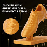 AMOLEN 3D Printer PLA Filament 1.75mm, True High Speed 500mm/s Filament Gold PLA, Smooth & Non-Tangle, Dimensional Accuracy +/- 0.02 mm, 1kg Spool (2.2lbs), Fits for Most FDM 3D Printer AMOLEN