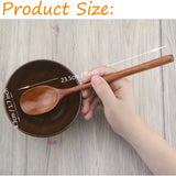 Wooden Spoons, 6 Pieces 9 Inch Wood Soup Spoons for Eating Mixing Stirring, Long Handle Spoon with Japanese Style Kitchen Utensil, ADLORYEA Eco Friendly Table Spoon ADLORYEA