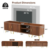 COSVALVE 71" TV Stand for 65/75/80 Inch TVs, Free Combination Walnut Entertainment Center for Living Room, Modern with Fluted Panel, Storage Cabinets, Adjustable Shelves & Metal Legs COSVALVE
