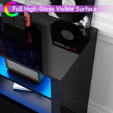 Bolonbi 70 Inch LED TV Stand for 75/80/85 Inch TV,Modern Gaming Entertainment Center with Storage Shelves and Doors,High Gloss TV Media Console for Living Room,RGB LED Lights,Black Bolonbi