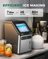 Totnz Nugget Ice Maker Countertop, 44lbs per Day with Self-Cleaning Function，Timer Pebble Ice Maker with Soft Chewable Ice for Home Kitchen Office Bar Party,Stainless Steel Totnz