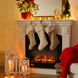 Staymoment Farmhouse Lanterns Decorative Indoor: 11" & 15" Set of 2 Brown Wooden Candle Holder Lanterns for Table Centerpiece Fireplace Mantle Home Decor Staymoment