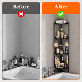 Lifewit 4 Tier Floor Standing Shower Caddy Corner, Plastic Bathroom Organizer Shelf Rack for Storage Shampoo, Body Wash Care, Skincare, Black Lifewit