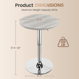 Yaheetech Round Bar Table, Adjustable Height and 360° Swivel Bar Tables, Cocktail Table with MDF Top, Silver Leg Base for Bar, Bistro, Café, Grey Yaheetech