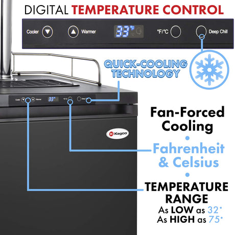 Kegco K309B-1 Kegerator Black, 2 Faucet Kegco