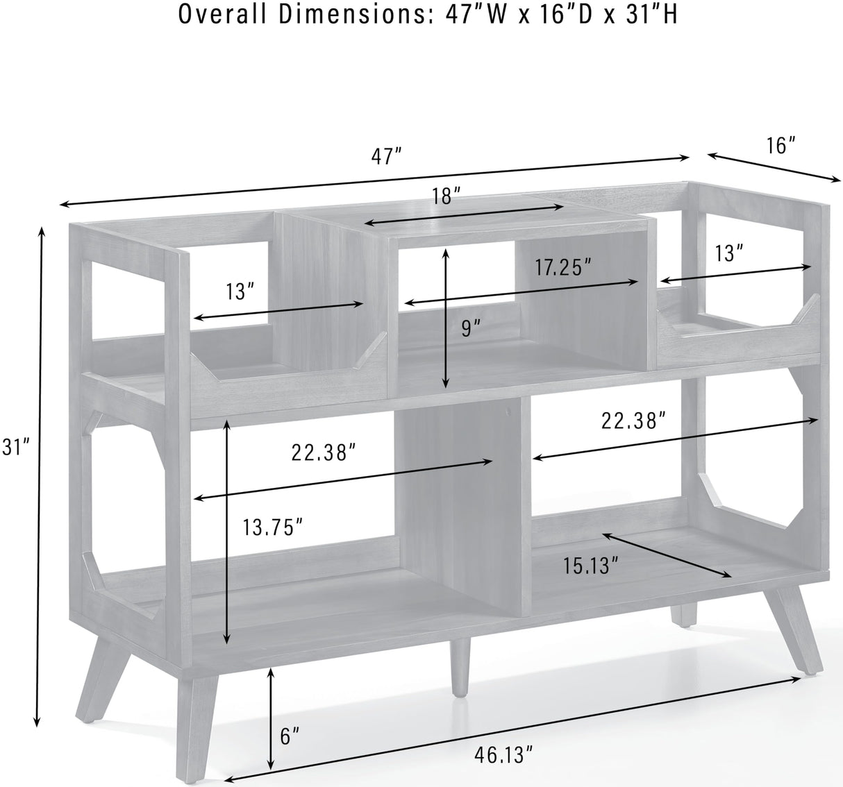 Crosley Furniture Asheville Mid-Century Modern Media Console Record Player Stand, Storage for Vinyl Records, Walnut, Large Crosley Furniture