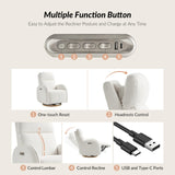 HULALA HOME Glider Recliner Nursery Chair with Adjustable Headrest and Lumbar Support, Modern Power Recliner with USB Port and Nightlight, Swivel Rocker Glider for Nursing Room Bedroom, White HULALA HOME