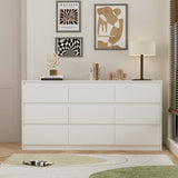 Homsee 9 Drawers Double Dresser, Modern Wood Dresser Chest of Drawers with Large Storage Space for Bedroom, White (63”L x 15.7”W x 31.5”H) Homsee