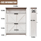 EXRIARO Shoe Cabinet Storage for Entryway, Shoe Storage Cabinet with 2 Flip Drawers, Farmhouse Shoe Storage Organizer Cabinet for Heels,Slippers,Sneakers (White) EXRIARO