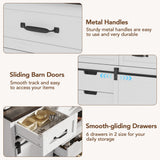 GAOMON Farmhouse 6 Drawers Dresser for Bedroom with Sliding Barn Doors, Wood Dressers & Chest of Drawers, Rustic Dressers TV Stand, Dresser Organizer for Bedroom, Living Room, White GAOMON