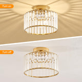 VIOLOEMI Crystal Gold Semi Flush Mount Ceiling Light Modern Hallway Light Fixture Metal Close to Ceiling Lamp for Kitchen Living Room Bathroom Entryway Bedroom(10.63 inch) VIOLOEMI