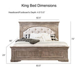 Steve Silver Company Highland Park 83.5" x 90" Farmhouse Wood & Fabric Upholstered Panel King Bed with Button Tufted Headboard, Low Vertical Planked Inset Panel Footboard, in Driftwood Gray Finish Steve Silver