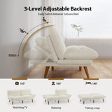 Pipishell Convertible Futon Sofa Couch, Corduroy Futon with Adjustable Backrest and Armrests, Futon Sofa Bed for Small Apartments, Living Room or Office(White) Pipishell