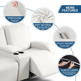 TAOCOCO Reclining Loveseat with Middle Console Slipcover, 4 Piece Polyester Fabric Stretch Loveseat Reclining Sofa Covers (Milk White, 2 Seat Recliner Cover with Console) TAOCOCO