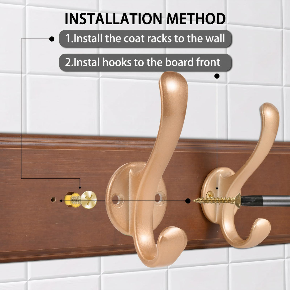 ZAYBOD Rustic Coat Hooks Wall Mount, Large 39.4 Inch Long Coat Rack for Garage & Entryway, Heavy Duty Organizer with 8 Hooks, Farmhouse Wooden Wall Decor for Jackets, Hats, Bags ZAYBOD