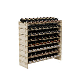 Modular Real Wood Wine Storage Racks - Stackable Wine Rack, Free Standing Floor Wooden Wine Rack, Premium Wine Storage Rack Elegant Display and Organizing for Kitchen and Cellar 8 Tier 72 Bottles Svimi