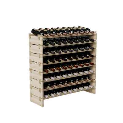 Modular Real Wood Wine Storage Racks - Stackable Wine Rack, Free Standing Floor Wooden Wine Rack, Premium Wine Storage Rack Elegant Display and Organizing for Kitchen and Cellar 8 Tier 72 Bottles