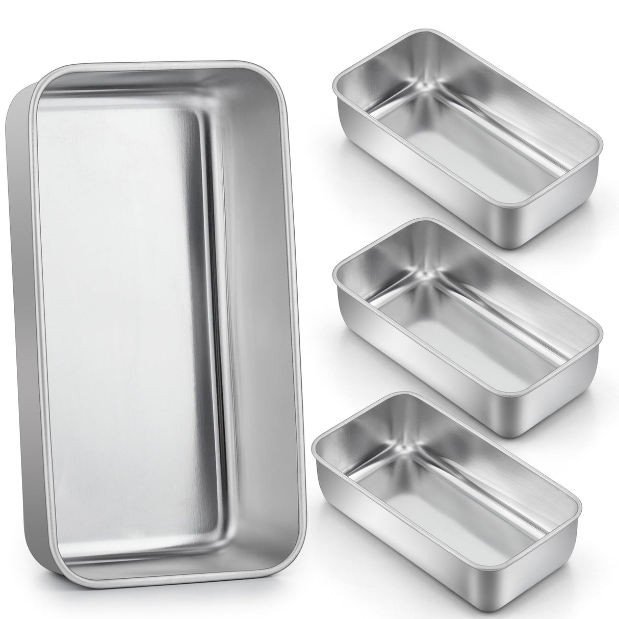LIANYU 4 Pack Loaf Pans for Baking Bread, 9x5 Inch Bread Pan, Stainless Steel Meatloaf Baking Loaf Tin for Homemade Banana Sourdough, Dishwasher Safe LIANYU