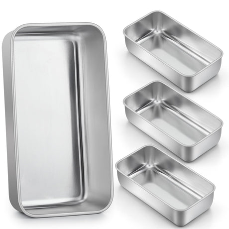 LIANYU 4 Pack Loaf Pans for Baking Bread, 9x5 Inch Bread Pan, Stainless Steel Meatloaf Baking Loaf Tin for Homemade Banana Sourdough, Dishwasher Safe LIANYU