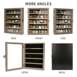 DecoWoodo 5 Rows Military Challenge Coin Display Case with HD Tempered Glass Door, Medal Display Cabinet with Removable Shelves, Poker Chip Coin Holder Shadow Box for Collectors, Rustic Wood Finish DecoWoodo