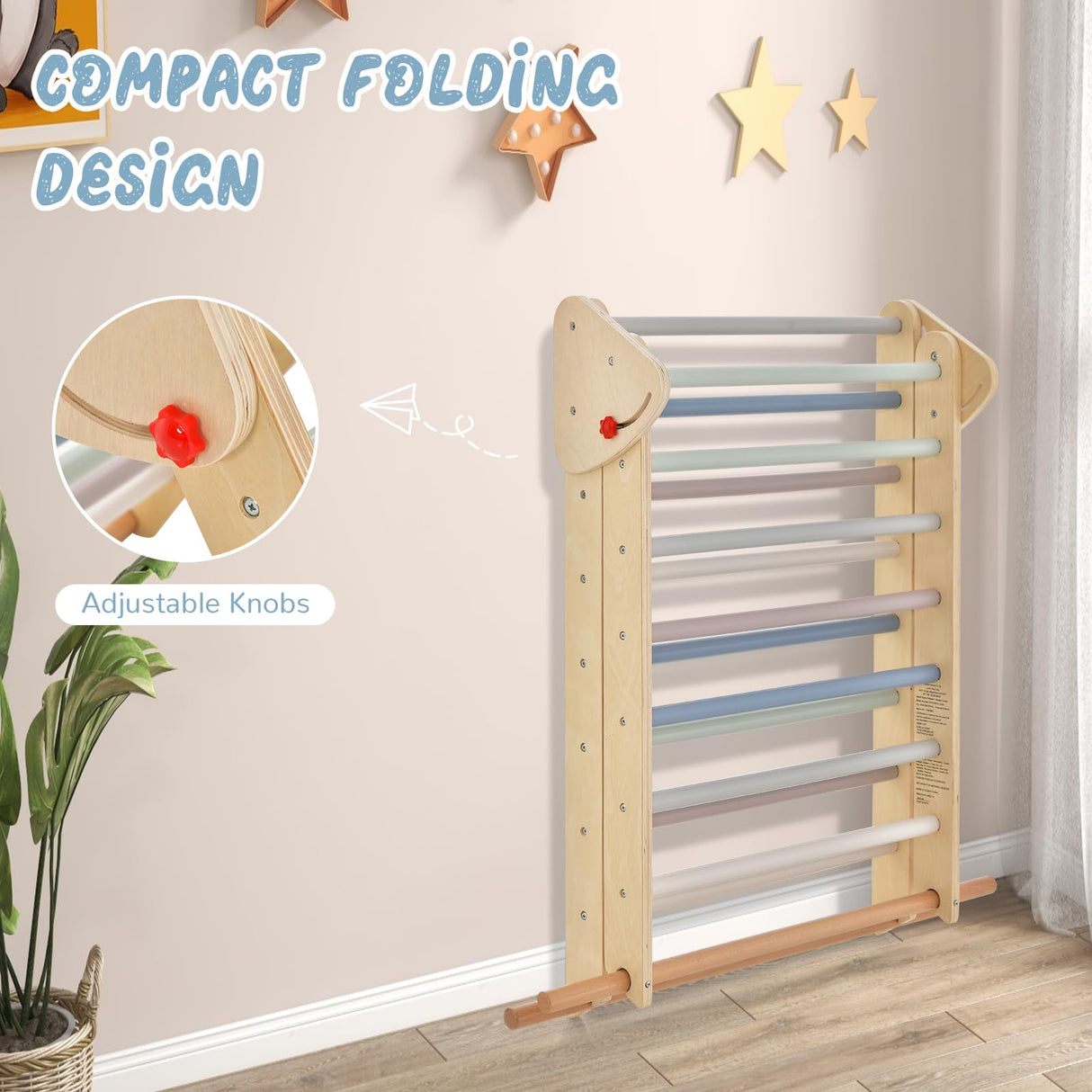 OLAKIDS Pikler Triangle Set 3 in 1 Climbing Toys for Toddlers Foldable Wood Montessori Baby Jungle Gym with Ramp Ladder Slide Kids Indoor Playground Activity Play Structure Olakids