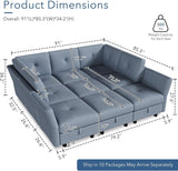 143" Modular Sectional Sofa with Storage - U Shaped Convertible Couch for Living Room, Deep Seat Cloud Couch with Ottoman, Modern L-Shaped Sofa Bed Alternative, Black SLEKVERSA