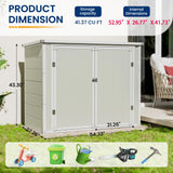 Amopatio 41 Cu Ft Outdoor Storage Shed, Horizontal Resin Trash Can Storage, Weather Resistance, Storage Box with Floor Included for Garden Tools, Lawn Mowers, Garbage Cans, Patio Use, Sandstone Amopatio