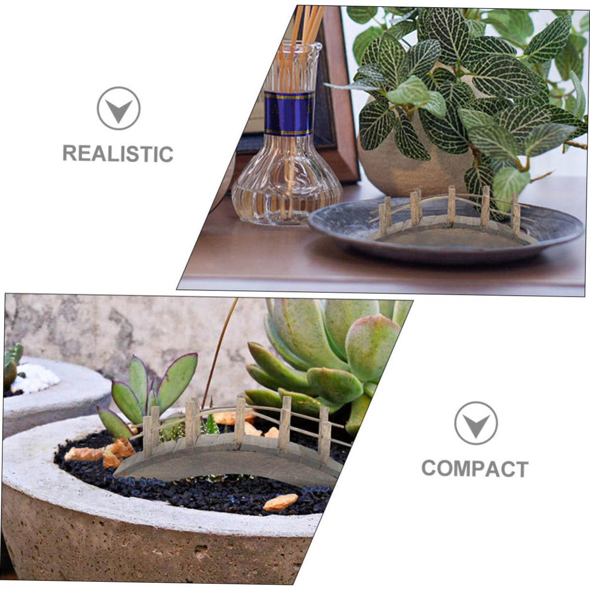 FOYTOKI 2Pcs Wood Decor Miniature Wooden Bridge Model Mini Mini Garden Wooden Bridge Pillar Outdoor Garden Decor Wooden Arch Bridge Ornaments Model Arch Bridge Miniature Household Large FOYTOKI