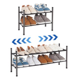 STORAGE MANIAC Expandable Shoe Rack, 8 Pairs Stackable Small Shoe Rack, Metal Adjustable Shoes Organizer for Closet, Entryway, Hallway, Garage, Front Door, Shoes Shelves, Black 2 Tier STORAGE MANIAC