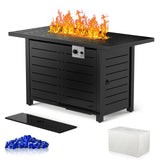 Xbeauty Fire Pit Propane Gas FirePit Table 43" Outdoor Fire Pit Rectangular Tabletop with Lid, Rain Cover, for Outside Garden Backyard Deck Patio Xbeauty