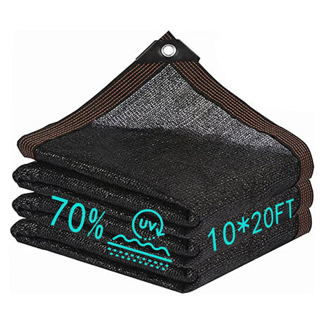 Shade Cloth，70% Garden Sun Shade Cloth Mesh Tarp，10 x 20 FT Black Sun Shade Net, pergola Shade Cover with Grommets，for Outdoor Sun Shade Cover，Plant Cover Patio Canopy ，Greenhouse WFAUIBR